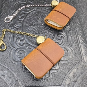 Chatelaine Tools - Mini 2" Leather Journal Notebooks CUTE! Silver or Bronze Chain and Charms