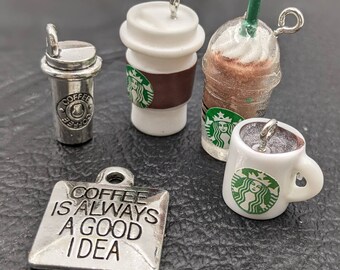 Coffee Charm Set 5 Pieces - Gourmet Coffee To Go - Barista Gift