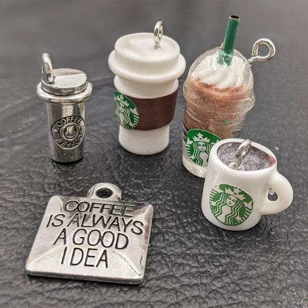 Coffee Charm Set 5 Pieces - Gourmet Coffee To Go - Barista Gift