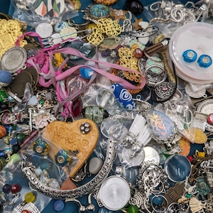 Jewelry Making Supplies Lot Grab Bag - 11 oz Each - Beads, Cabochons, Charms, Pendants, Pins