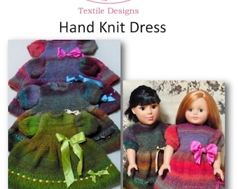 Dress Knitting Pattern for 18" Dolls American Girl and Others Wonderful Vintage Style Dress Pattern includes complete instructions