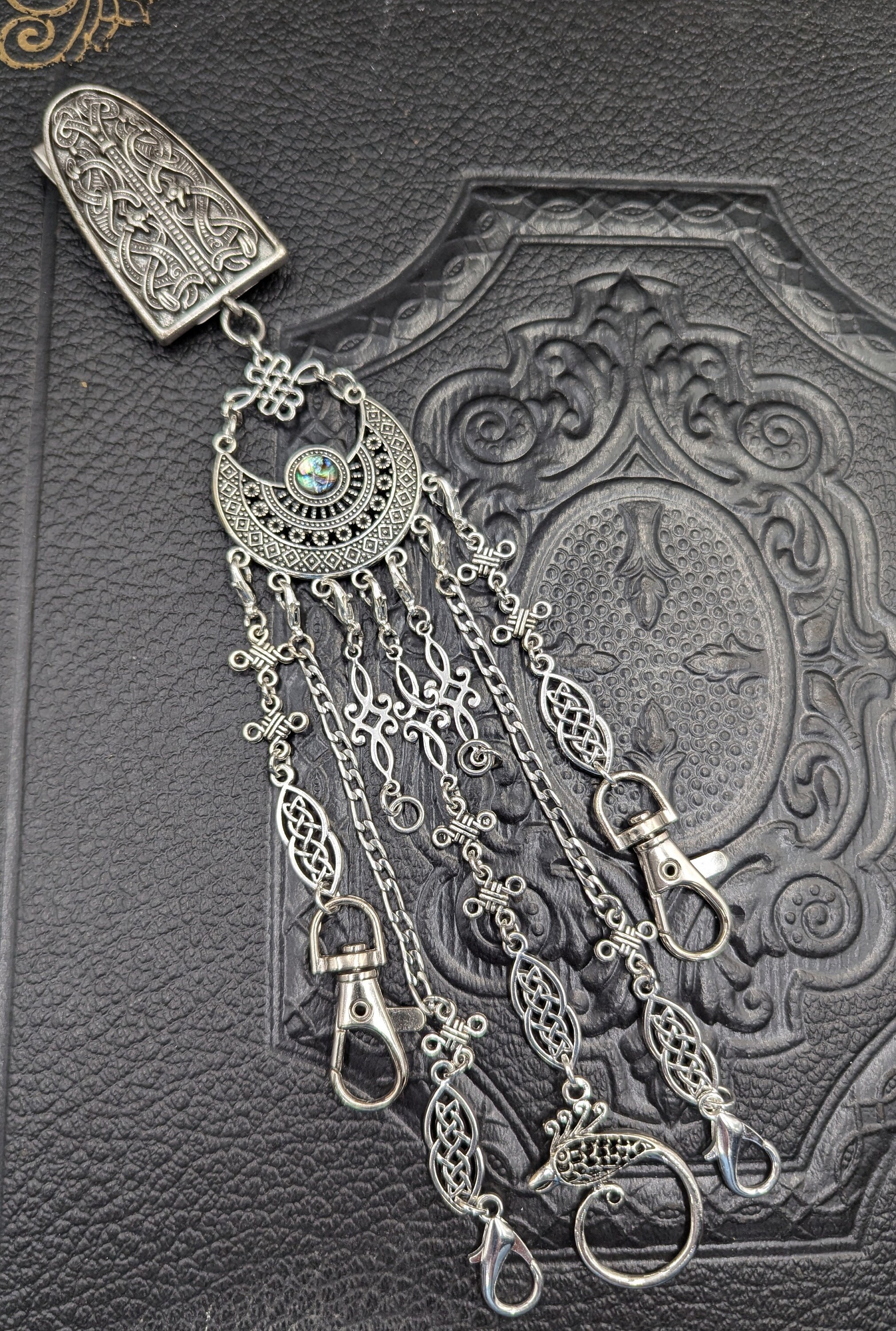 Bronze or Silver Medieval Themed Chatelaine With Waist Clip 5