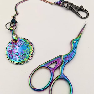 Chatelaine Tools - Set of Iris Stork Scissors and Disk Thread Cutter on a Chain with Clasps