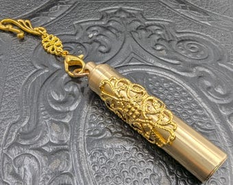 Chatelaine Tools - 2.5" Needle Case Gold Finish Stainless Steel on a Removable Clasp - Filigree or Plain