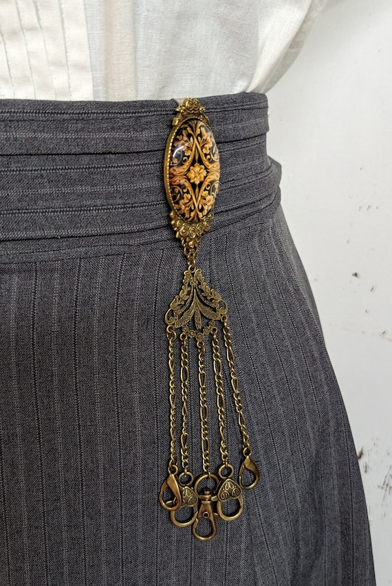 Pendentif Lune Vintage En Bronze Doré - Collier Extra Large Abstrait De Marque Couture