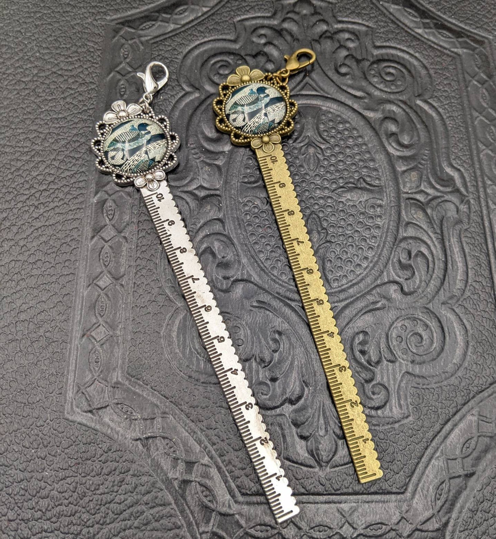 Chatelaine Tools Bronze or Silver Metal Ruler With Wood Duck - Etsy