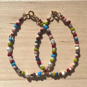 Herbst Perlen Armband Set mit Gold Akzente