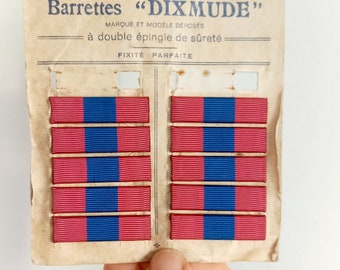 French military pins ribbon bar card