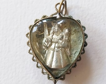 Antique pendant religious heart shaped German pendant