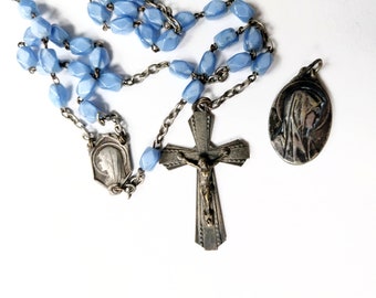 French blue rosary and medal