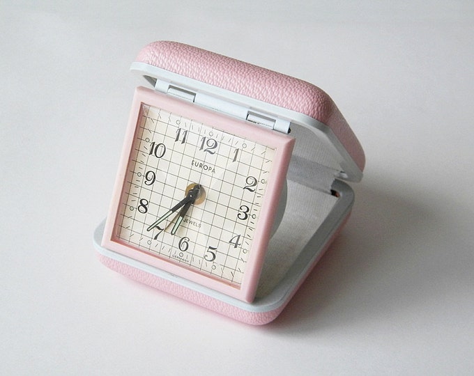 Vintage Pink Clock Small Alarm Clock Etsy