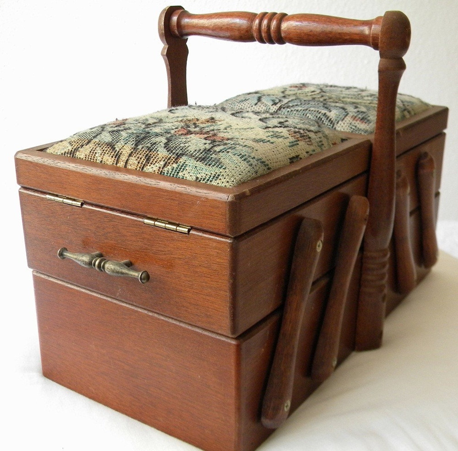 Wooden sewing box french vintage Etsy
