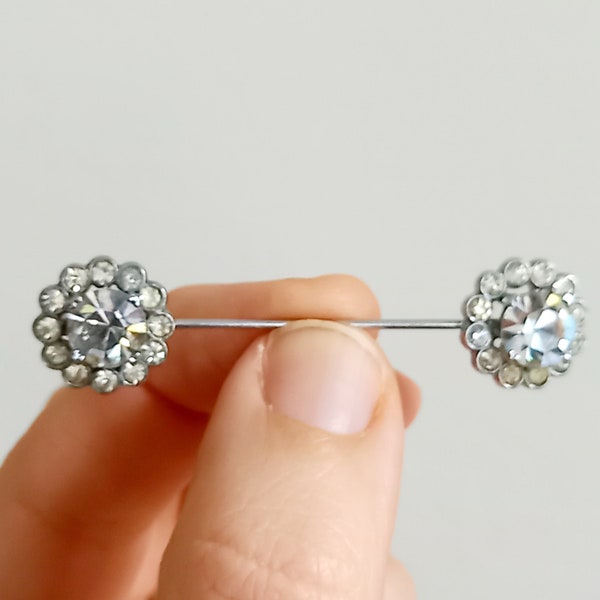 French jabot pin brooch vintage diamante pin
