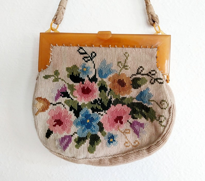 Vintage cross stitch bag image 1
