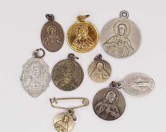 Jesus sacred heart medals 8 vintage medals