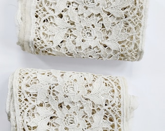 2 Large antique handmade lace pieces