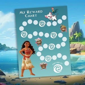 Druckbare Moana-inspirierte Belohnungstabelle | Sofortdownload | Kids' Routine & Sticker Chart
