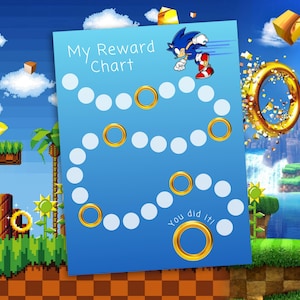 Druckbare Sonic-inspirierte Belohnungstabelle | Sofortdownload | Kids' Routine & Sticker Chart