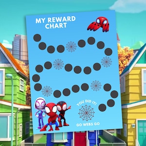 Druckbare Spidey und seine erstaunliche Freunde inspirierte Belohnungstabelle | Sofortdownload | Kids' Routine & Sticker Chart