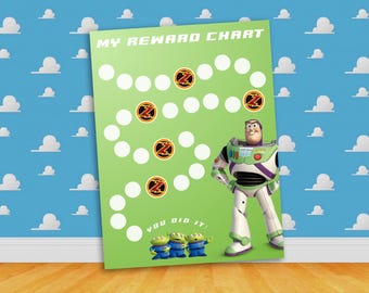 Afdrukbare op de Space Ranger geïnspireerde beloningstabel | Direct downloaden | Routine- en stickerschema voor kinderen van Buzz Lightyear