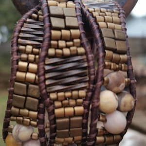 Leather triple wrap bracelet, matte rustic zebra jasper, czech glass,soft brown leather,wooden button, made with love and good energy!!!!!!!