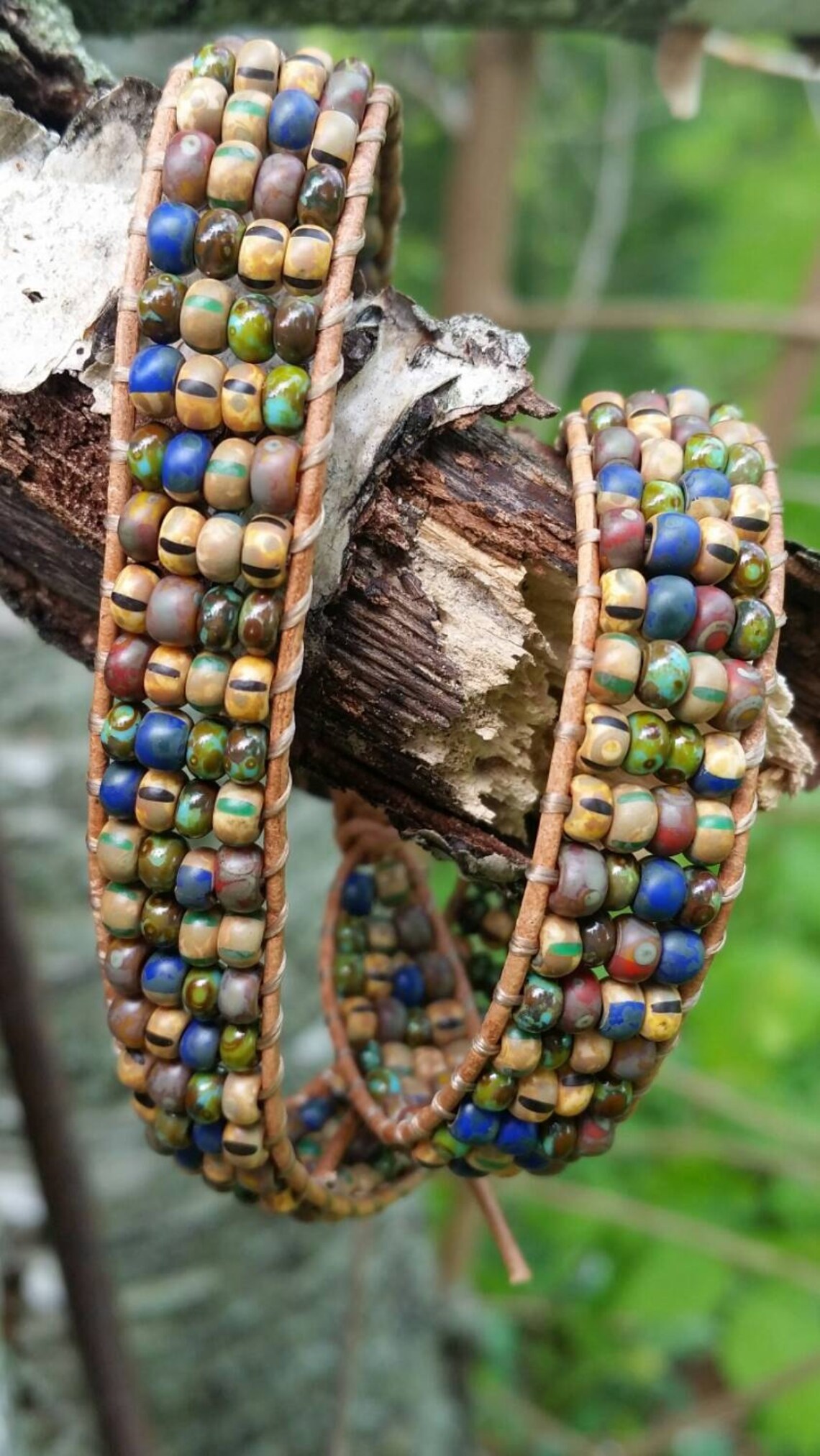 Leather Double Wrap Bracelet Natural Leather Cord Multicolor Etsy Sweden