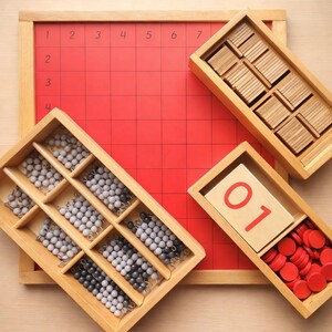 Montessori Wooden Math Learning Set – Hands-On Multiplication, Counting & Bead Stairs