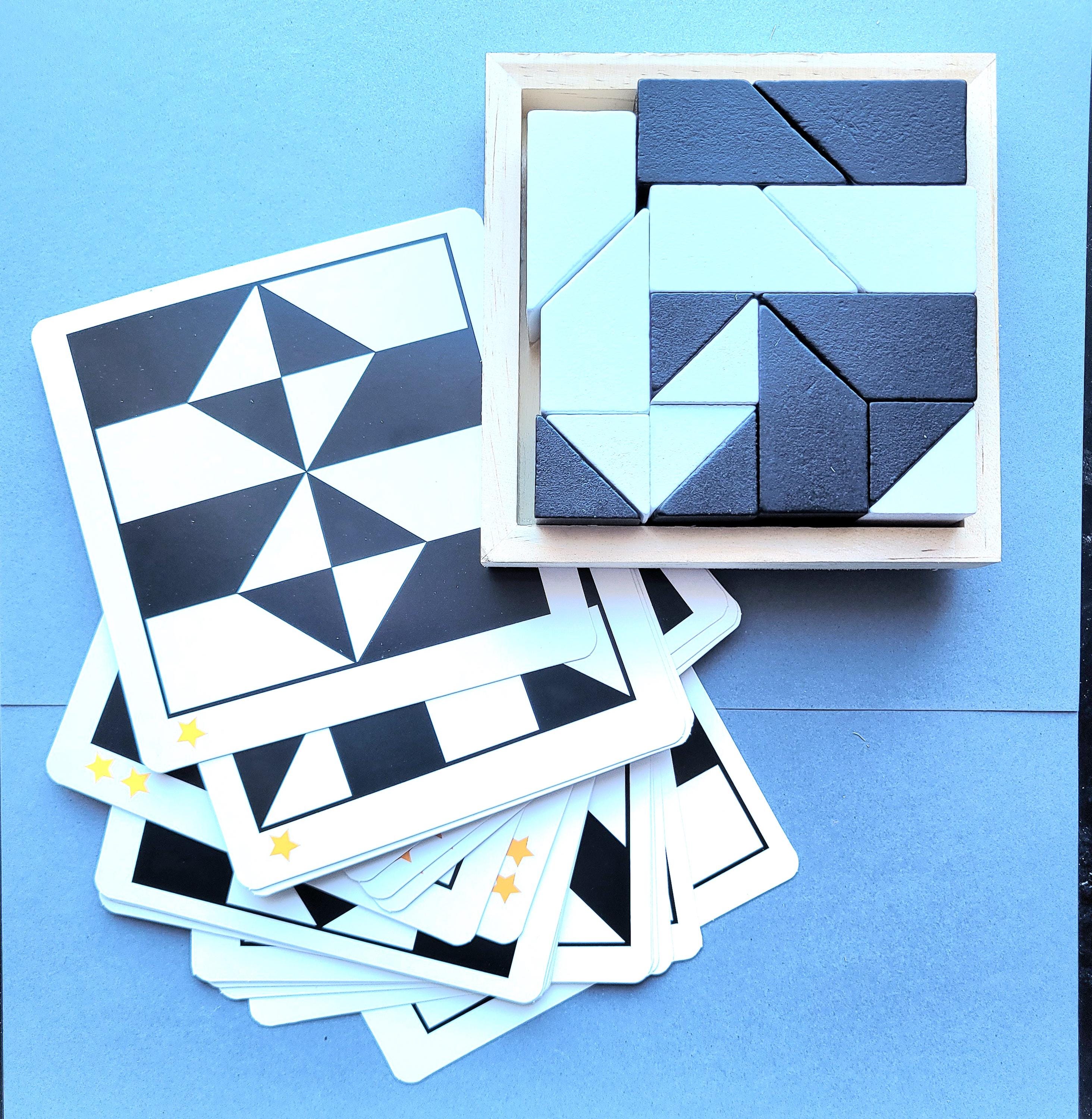 Wooden Tangram Puzzle Montessori Toy, Shape Matching Logic Game for ...