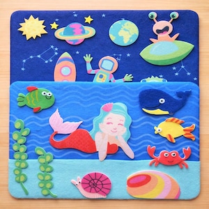 Felt Activity Board for Kids, Montessori Quiet Book Alternative, Reusable Felt Scene Toy, Travel Play Board, Sensory Learning Toy Gift