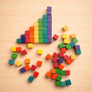 Wooden Counting Cubes 1 cm (66 pcs) – Montessori Math Manipulatives – Color Sorting Rainbow Blocks – Preschool Learning Toy