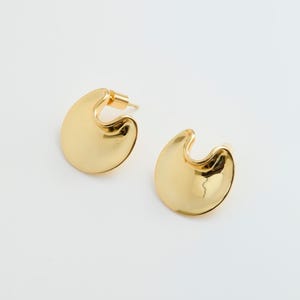 Gold Bean Stud Earrings, Oversized Round Statement Studs, Chunky Sculptural Circle Earrings, Modern Abstract Wave Studs, Dainty Silver Studs