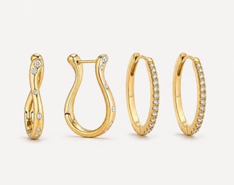 CZ Teardrop Hoop Earrings, Spiral Gold Crystal Drop Earrings, Pavé Statement Hoops, Modern Sculptural Jewelry Earrings, Jewelry Gift for Her