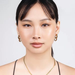 Link Hoop Earrings in Gold or Two-Tone, Two-Way Wear Chunky Hoops, Mixed Metal Bold Statement Earrings image 3