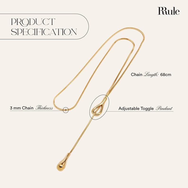 Adjustable knot layered necklace with a Y-lariat drop chain and a gold or silver toggle pendant. Versatile design can be worn long, as a choker, or layered with other necklaces. A minimalist long drop chain necklace perfect for everyday wear, Thanksgiving gatherings, Christmas parties, New Year celebrations, and holiday gifting.