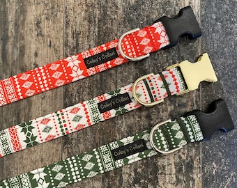 Christmas Dog Collar, Winter Dog Collar, Fair Isle Dog Collar, Boy Dog Collar, Girl Dog Collar, "The Christmas Sweater Collection"