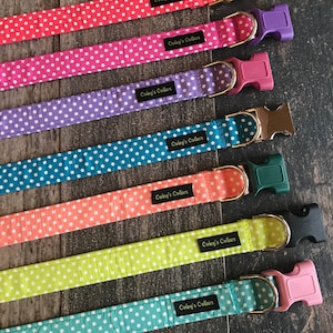 Personalized Dog Collar, Polka Dot Dog Collar, Girl Dog Collar, Boy Dog Collar, Spring Dog Collar, "Mix and Match Polka Dot Collection"