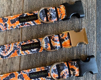 Personalized Dog Collar, Halloween Dog Collar, Fall Dog Collar, Autumn Dog Collar, Tie Dye Dog Collar, "The Halloween Tie Dye"