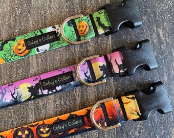 Dog Collar, Halloween Dog Collar, Webbing Dog Collar, Pumpkin Dog Collar, Fall Dog Collar, "Halloween Ruff and Tuff Collection