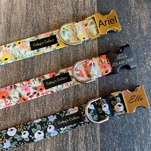Personalized Dog Collar, Engraved Dog Collar, Rifle Paper Co Dog Collar, Dog Collar with name engraved, &quot;The Rosa Collection&quot;