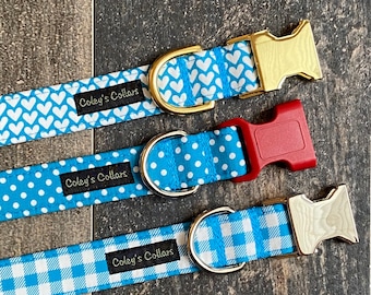 Personalized Dog Collar, Spring Dog Collar, Summer Dog Collar, Girl Dog Collar, Boy Dog Collar, "Mix and Match in Blue Collection"