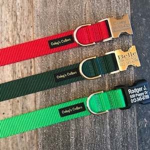 Personalized Dog Collar, Custom Engraved Dog Collar With Name & Phone Number on Buckle, Tagless Dog Collar, Engraved Dog Collar with Name