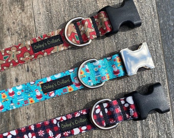 Dog Collar, Christmas Dog Collar, Webbing Dog Collar, Girl Dog Collar, Boy Dog Collar, Ruff and Tuff Christmas Collection