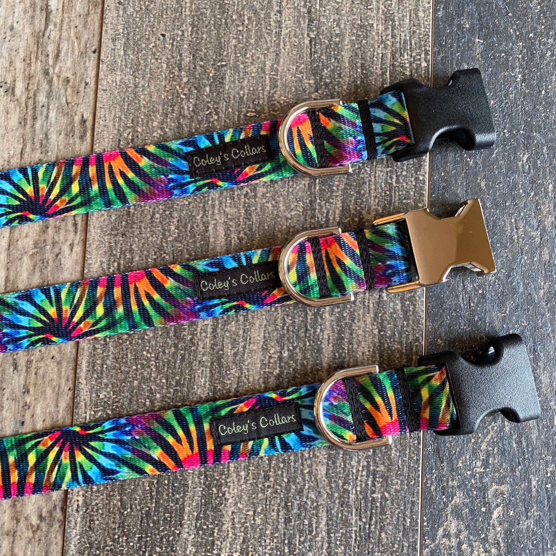 Dog Collar, Webbing Tie Dye Summer Boy Or Girl Dog Collar, Ruff & Tuff Collection "The Woodstock"