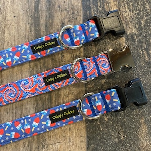 Personalized Dog Collar, Dog Collar, Patriotic Dog Collar, July 4th Dog Collar, Red, White and Blue Dog Collar, &quot;The  Independence Day&quot;