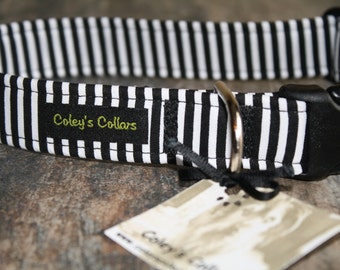 Black and White Striped Dog Collar, Boy Dog Collar, Male Dog Collar, Girl Dog Collar, Dog Collars, Modern Dog Collar, "The Walter"