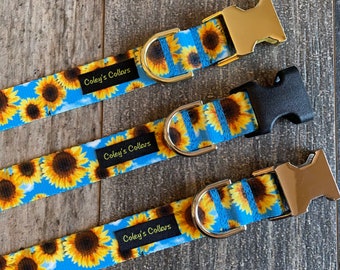 Personalized Dog Collar, Sunflower Dog Collar, Fall Dog Collar, Girl Dog Collar, Boy Dog Collar, Webbing Collar Collection "The Sunflower