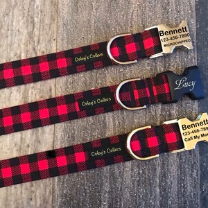 Personalized Dog Collar, Engraved Dog Collar, Christmas Dog Collar, Dog Collar with name, Buffalo Plaid Dog Collar, &quot;The Bennett&quot;