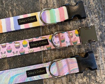Personalized Dog Collar, Easter Dog Collar, Spring Dog Collar, Tie Dye Dog Collar, Cupcake Dog Collar, Boy Girl Collar,  "Easter Collection"