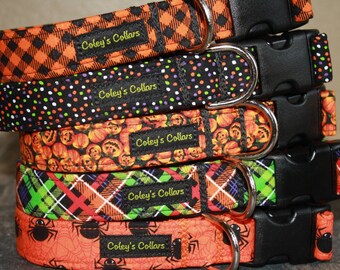 Dog Collar, Halloween Dog Collar, Boy Dog Collar, Girl Dog Collar,  Plaid Dog Collar, Fall Dog Collar, "The Halloween Collection"