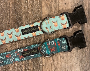 Christmas Dog Collar, Reindeer Dog Collar, Winter Dog Collars, HO HO HO Dog Collar, Dog Collar, The Christmas Eve Collection
